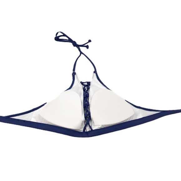 ✨NWT PINK Victoria’s Secret Strappy Lace Up High Neck Bikini Top - Picture 7 of 12